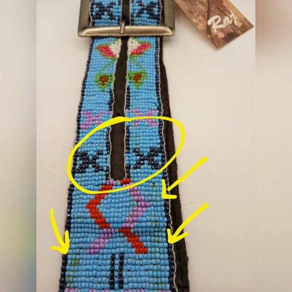 RAJ Beaded Belt - Animal & Flower Designs Sky Blue Multi Color NEW WITH TAGS - Picture 12 of 13